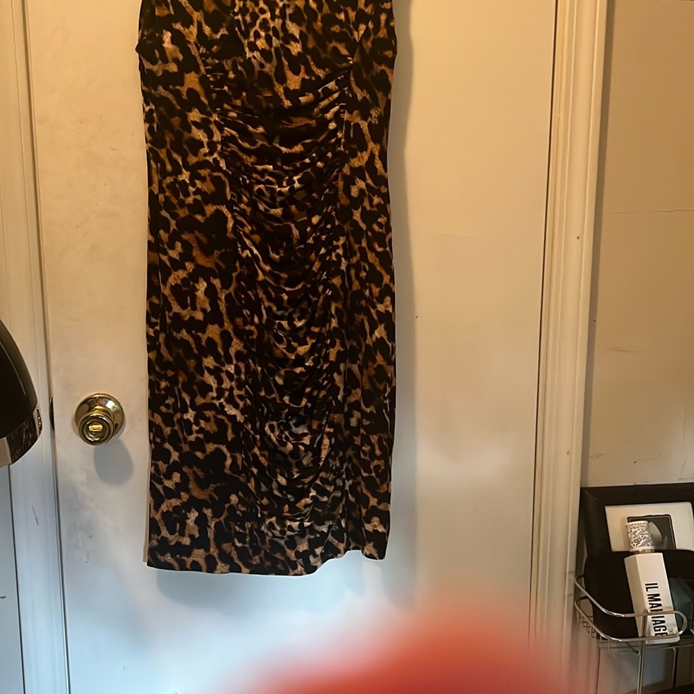 Calvin Klein Brown and Black Leopard Maxi Dress
